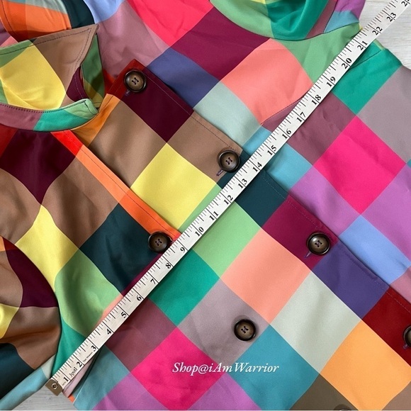 Rainbow checkered NWT double breasted belted trench coat *shop@iamwarrior - Picture 12 of 16